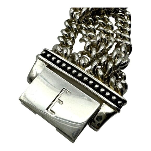 Eclissi Sterling Silver Womens Watch Rectangular Face Multi Strand Chain Band - Picture 6 of 7